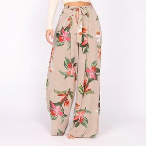 FN Thailand Floral Woven Wide Leg Palazzo Pants